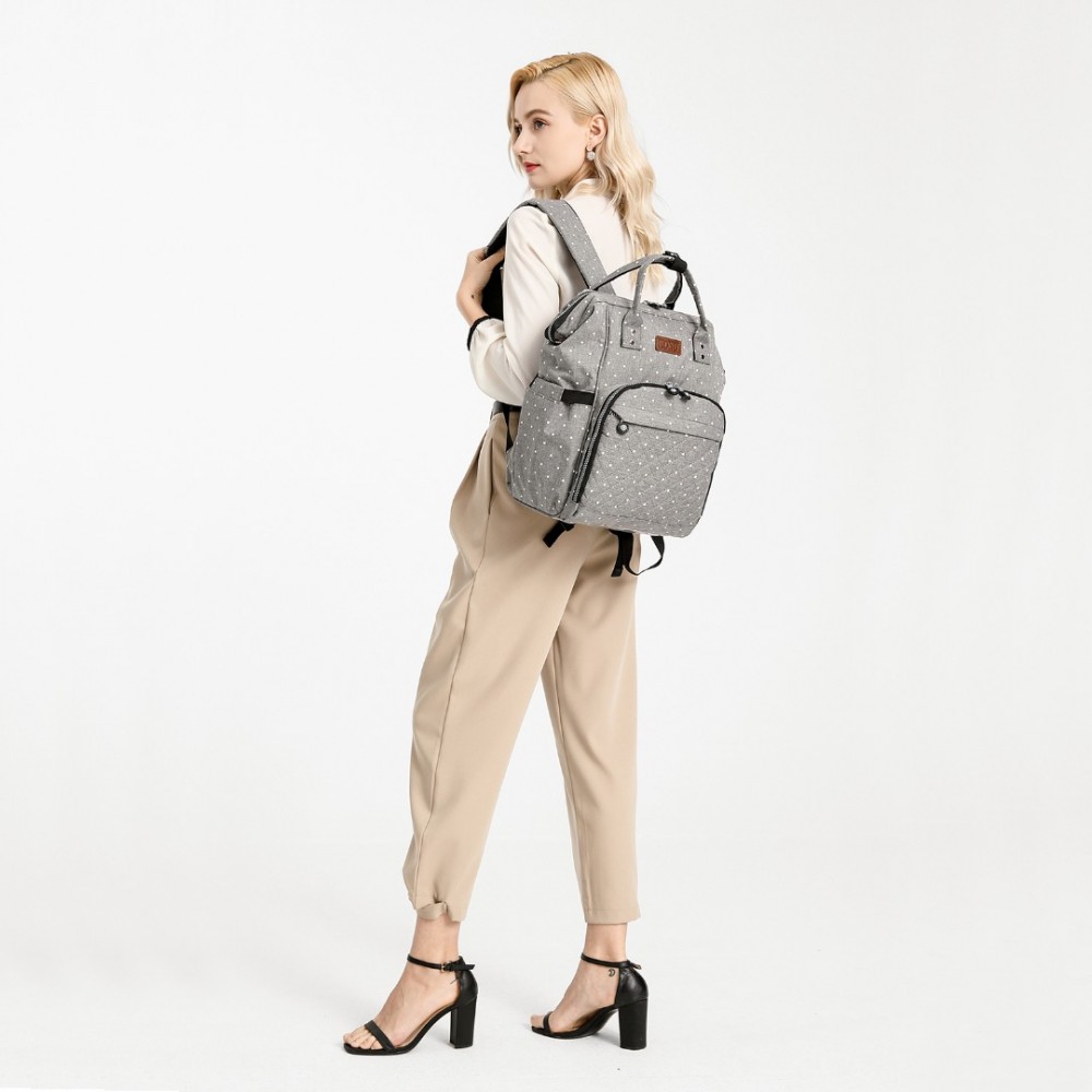 Kono batoh pre mamičky vhodný aj na kočík sivý bodkovaný E6705D2-GY-(1)-1000x1000